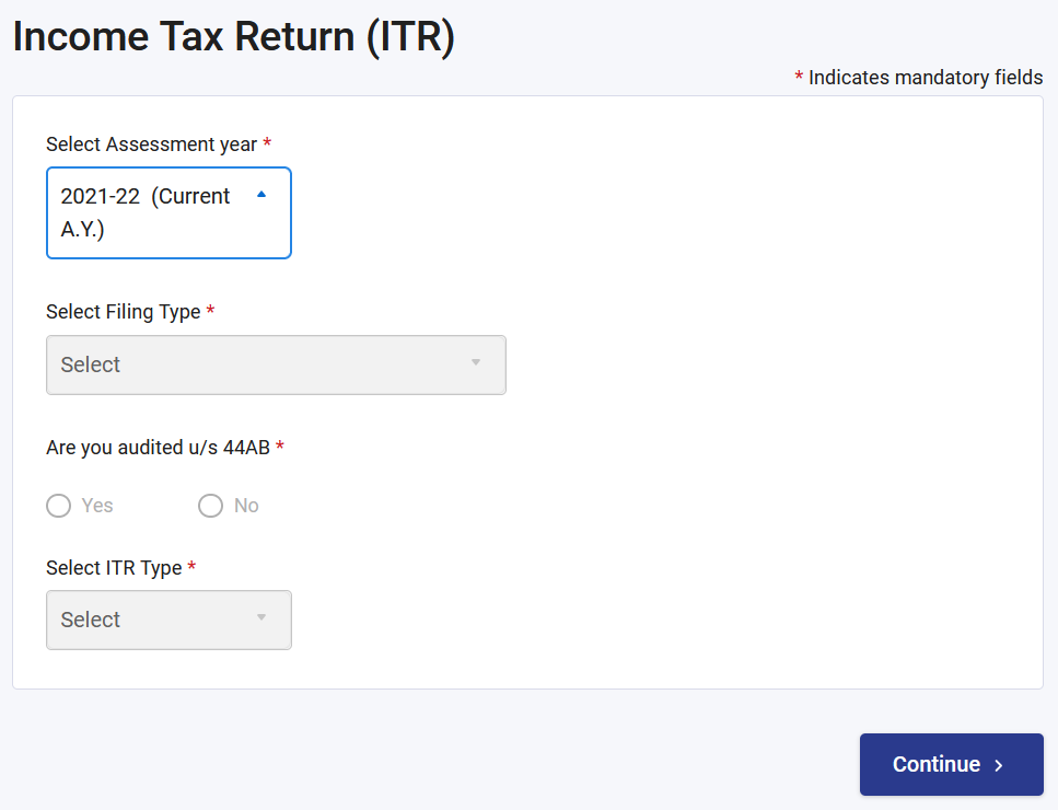 Assessment Years to file income tax return