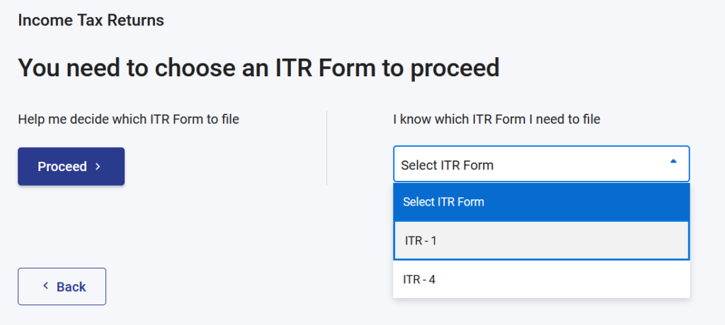 ITR 1 form for file income tax return