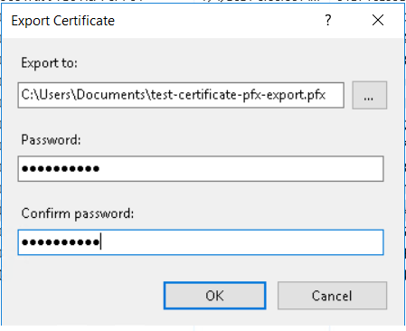 Export Certificate Dialog
